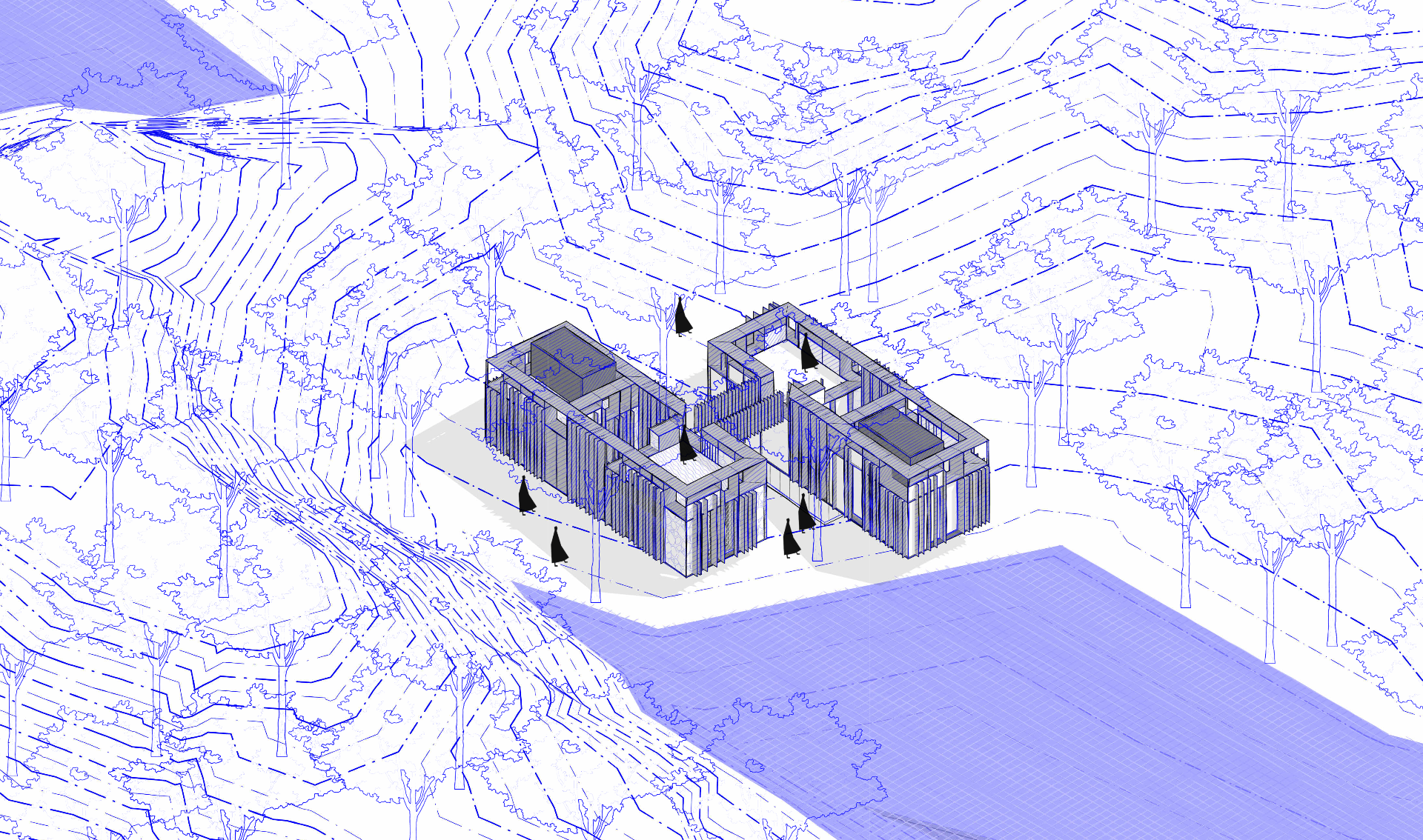 THE PAUSE — 3D axonometric diagram in landscape