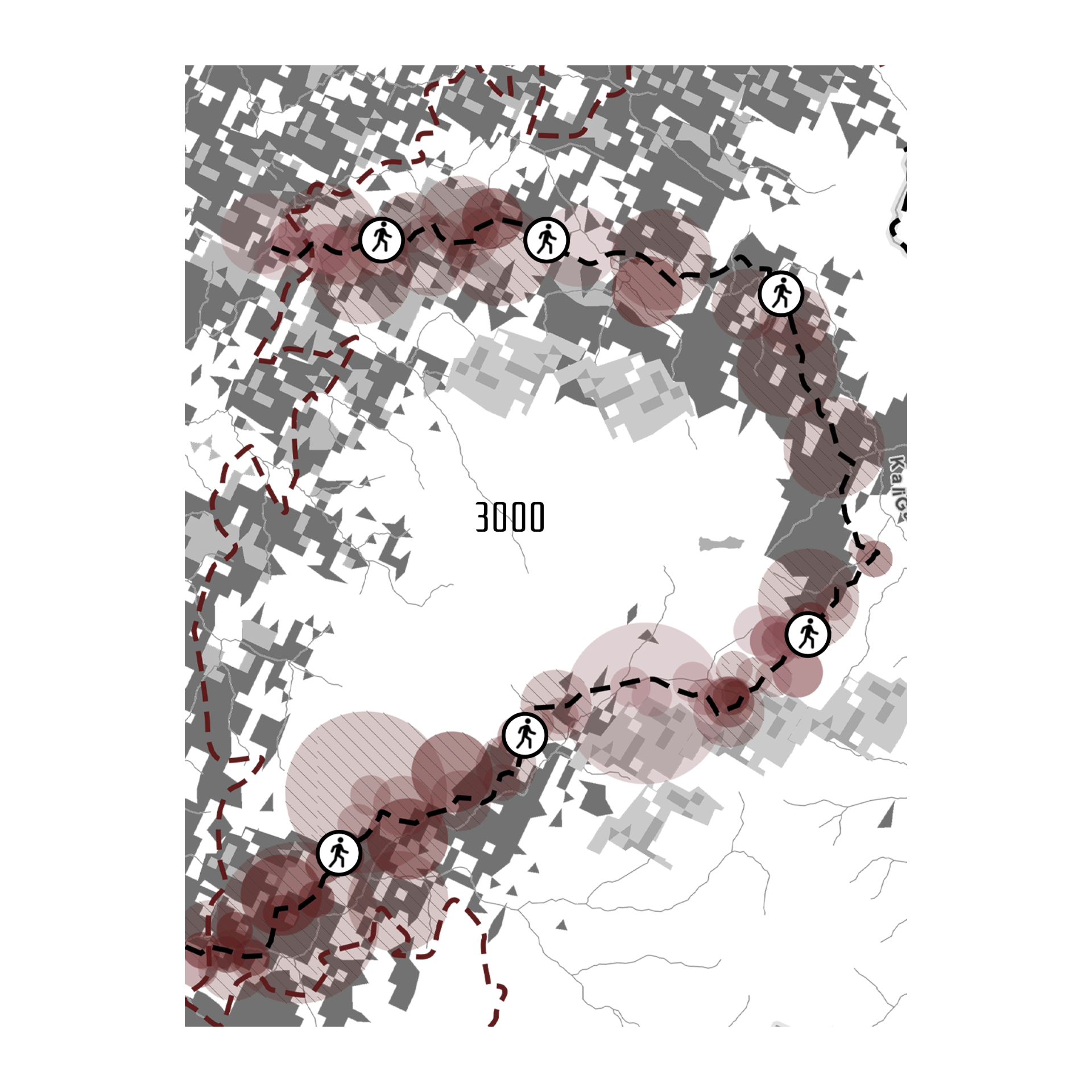 THE PAUSE — density scheme along the trekking route
